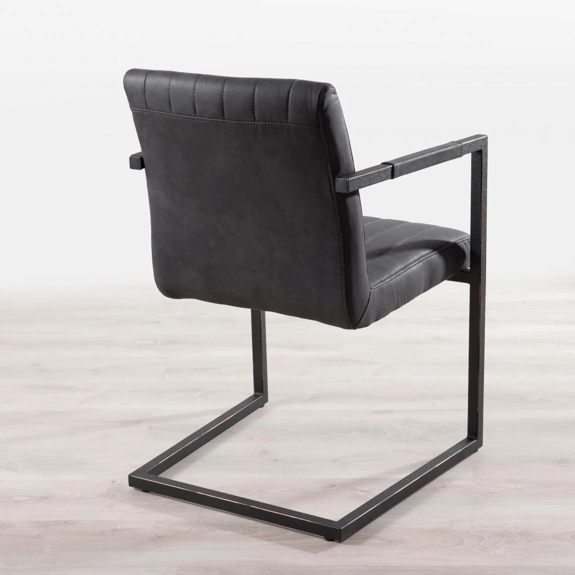 MACABANE Lot De 2 Fauteuils Capitonnés En Tissu Pieds Métal - Anthracite 2 MACABANE Lot De 2 Fauteuils Capitonnés En Tissu Pieds Métal - Anthracite – Image 2