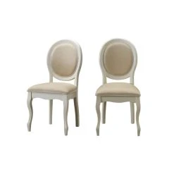 3S. X Home Lot De 2 Chaises Médaillon En Tissu Coloris écru ANTOINETTE