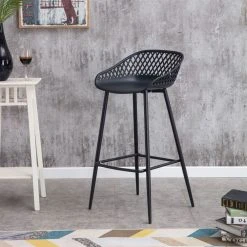 IDIMEX Lot De 2 Tabourets De Bar IREK, En Plastique Noir -Magasin Joss & Main 12608 1