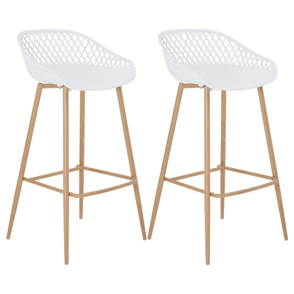 IDIMEX Lot De 2 Tabourets De Bar IREK, En Plastique Blanc 1 IDIMEX Lot De 2 Tabourets De Bar IREK, En Plastique Blanc