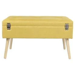 The Home Deco Factory Banc Coffre De Rangement Assise Capitonnée Valise Jaune -Magasin Joss & Main 150001