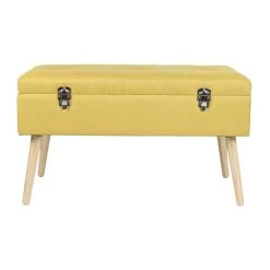 The Home Deco Factory Banc Coffre De Rangement Assise Capitonnée Valise Jaune -Magasin Joss & Main 150002