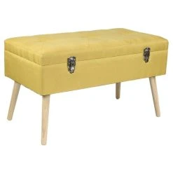 The Home Deco Factory Banc Coffre De Rangement Assise Capitonnée Valise Jaune