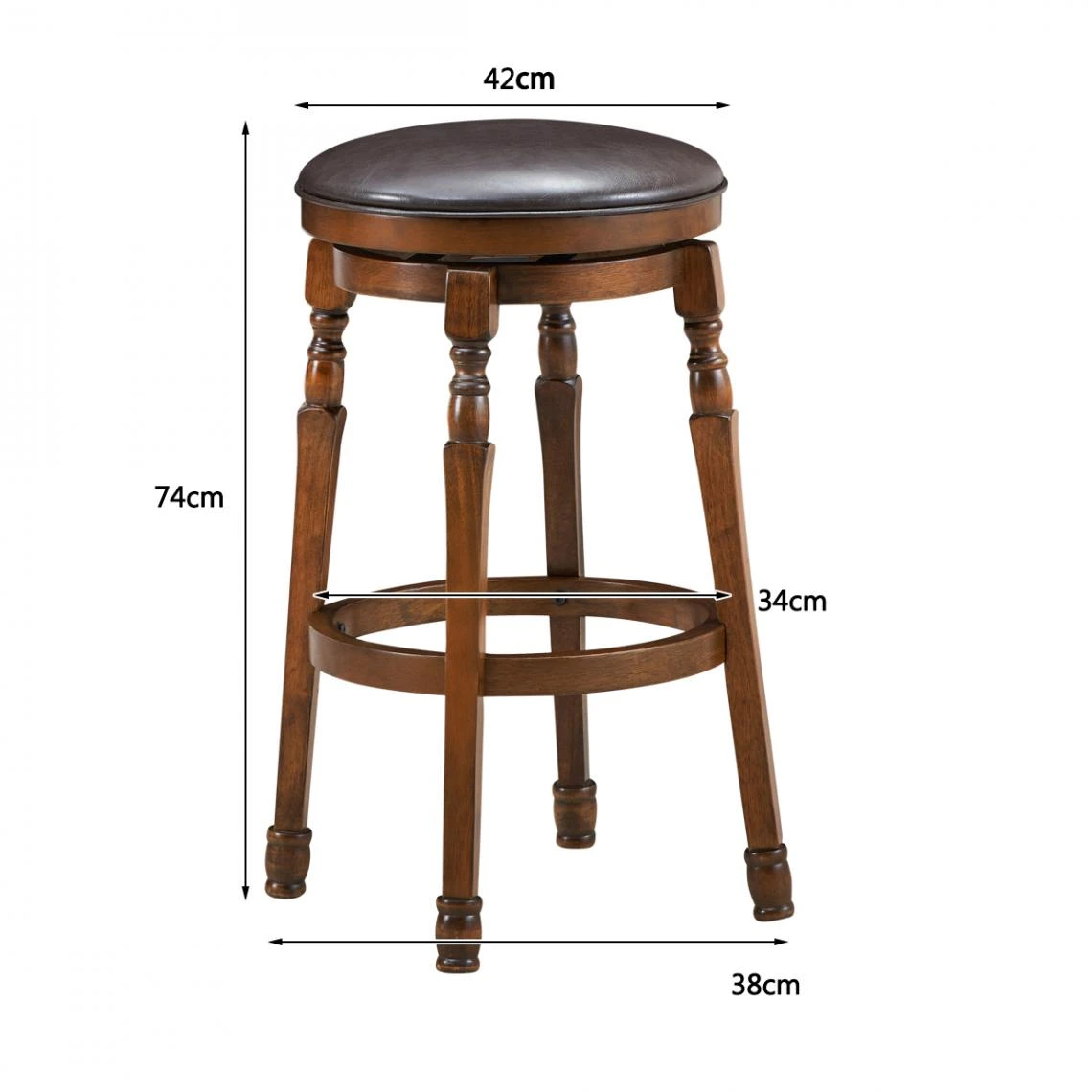 Costway 2 Tabourets De Bar Avec Siège En Cuir PU Souple Rembourré Et Pivotan... 5 Costway 2 Tabourets De Bar Avec Siège En Cuir PU Souple Rembourré Et Pivotan... – Image 5