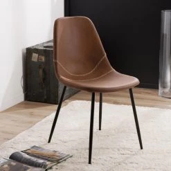 MACABANE Lot De 2 Chaises John - Marron