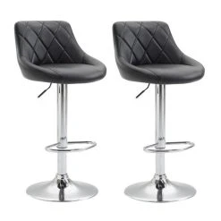 Decoshop26 2x Tabourets De Bar En Simili-cuir Noir Pivotant Avec Repose-pieds TDB...