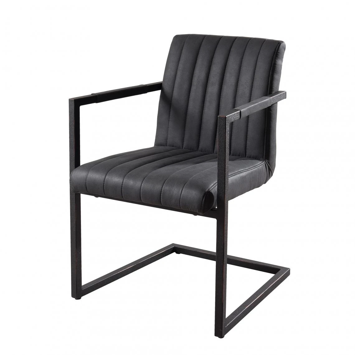 MACABANE Lot De 2 Fauteuils Capitonnés En Tissu Pieds Métal - Anthracite 1 MACABANE Lot De 2 Fauteuils Capitonnés En Tissu Pieds Métal - Anthracite