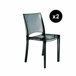 3S. X Home Lot De 2 Chaises Design Gris Transp. Crystal Nilo