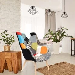 The Home Deco Factory Fauteuil Assise En Tissu Patchwork Helsinki. 7 The Home Deco Factory Fauteuil Assise En Tissu Patchwork Helsinki. -Magasin Joss & Main 67615