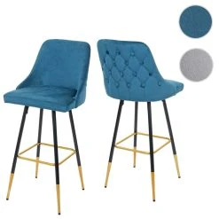 Mendler 2x Tabouret De Bar HWC-E70, Chaise De Bar/comptoir, Design Rétro, Vel...