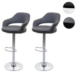 Mendler 2x Tabouret De Bar HWC-F16, Chaise De Comptoir Avec Dossier, Rotatif, ...