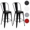 Mendler 2x Tabouret De Bar HWC-A73, Chaise De Comptoir Avec Dossier, Métal, D...