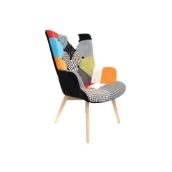 The Home Deco Factory Fauteuil Assise En Tissu Patchwork Helsinki.