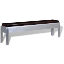 HELLOSHOP26 Banquette Pouf Tabouret Meuble Banc D'entrée Cuir Véritable 160 Cm 3...