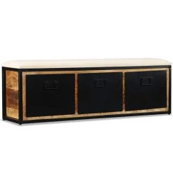 HELLOSHOP26 Banquette Pouf Tabouret Meuble Banc De Rangement Avec 3 Tiroirs Bois D...