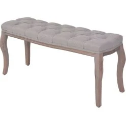 HELLOSHOP26 Banquette Pouf Tabouret Meuble Banc Lin Bois Massif 110 Cm Gris Clair ...