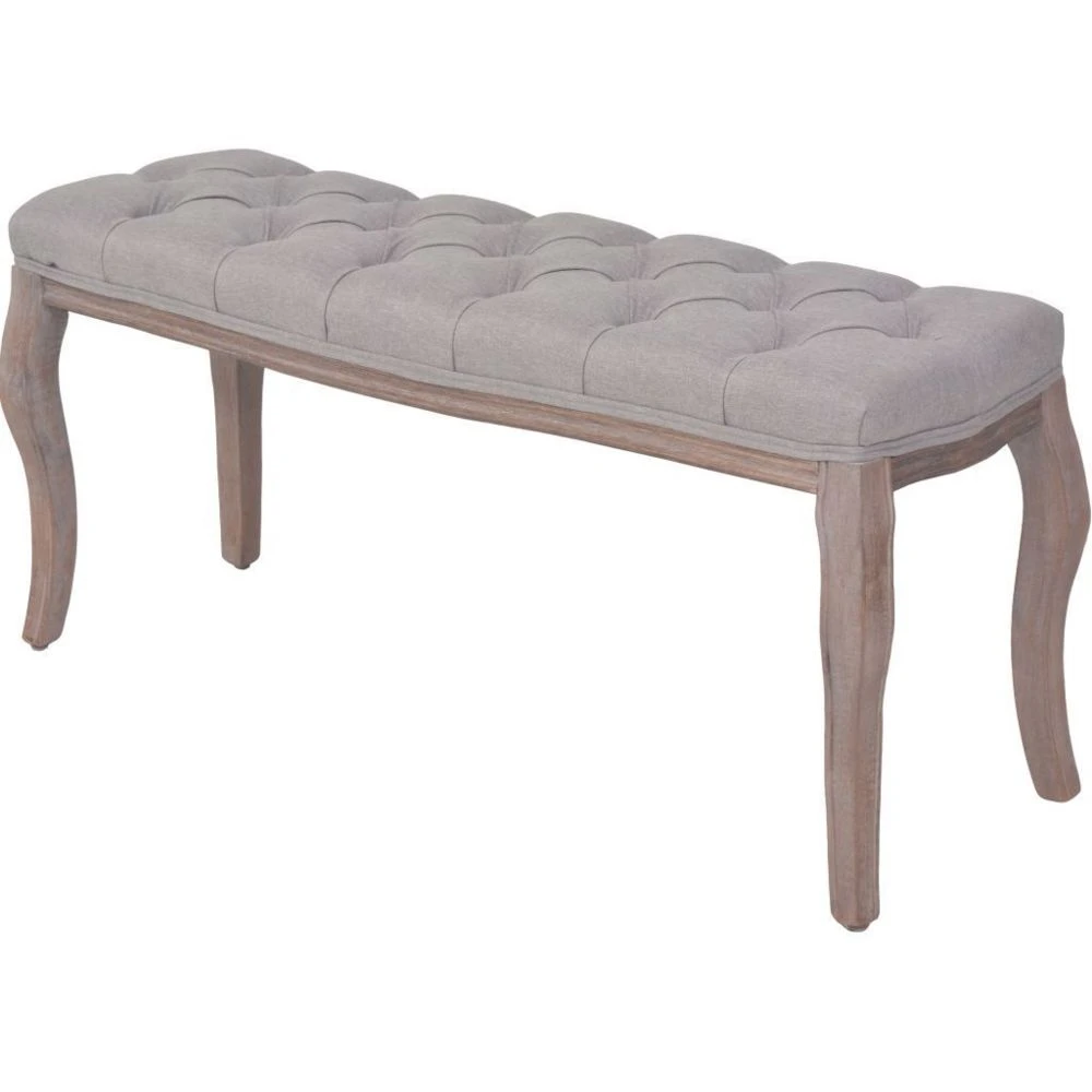 HELLOSHOP26 Banquette Pouf Tabouret Meuble Banc Lin Bois Massif 110 Cm Gris Clair ... 1 HELLOSHOP26 Banquette Pouf Tabouret Meuble Banc Lin Bois Massif 110 Cm Gris Clair ...