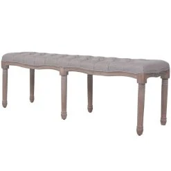 HELLOSHOP26 Banquette Pouf Tabouret Meuble Banc Lin Bois Massif 150 Cm Gris Clair ...