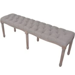 HELLOSHOP26 Banquette Pouf Tabouret Meuble Banc Lin Bois Massif 150 Cm Gris Clair ... -Magasin Joss & Main 8718475574538 g en hd 3