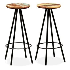 VidaXL Tabourets De Bar 2 Pcs Bois Massif De Récupération