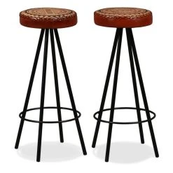 VidaXL Tabourets De Bar 2 Pcs Cuir Véritable