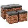 HELLOSHOP26 Banquette Pouf Tabouret Meuble Banc Avec 2 Poufs Jacinthe D'eau Marron...