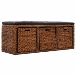 HELLOSHOP26 Banquette Pouf Tabouret Meuble Banc Avec 3 Paniers Jacinthe D'eau 105 ... -Magasin Joss & Main 8718475597124 g en hd 2