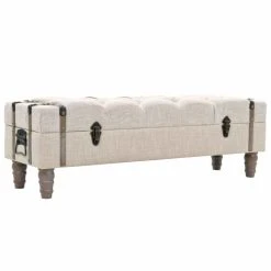 HELLOSHOP26 Banquette Pouf Tabouret Meuble Banc De Rangement Bois Massif Et Acier ...