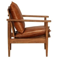 VIDAXL Fauteuil Cuir Véritable Avec Bois D'acacia Marron | Brun - Fauteuils ... -Magasin Joss & Main 8718475611523 g en hd 2