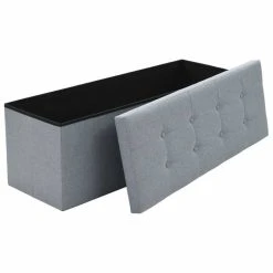 HELLOSHOP26 Banquette Pouf Tabouret Meuble Banc De Rangement Pliable Faux Lin 110 ... -Magasin Joss & Main 8718475616740 g en hd 2
