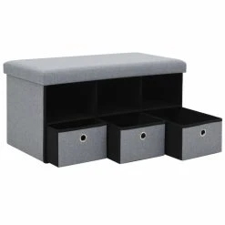 HELLOSHOP26 Banquette Pouf Tabouret Meuble Banc De Rangement Pliable Faux Lin 76 C... -Magasin Joss & Main 8718475616825 g en hd 4