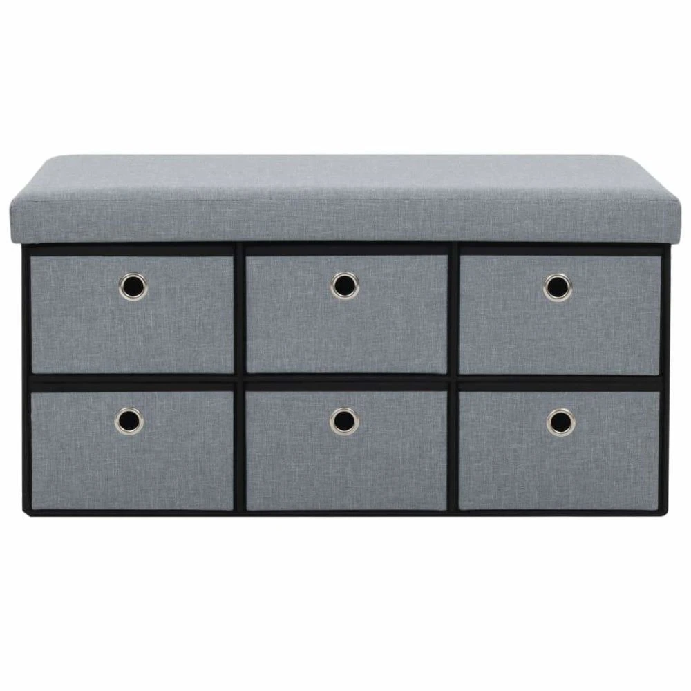 HELLOSHOP26 Banquette Pouf Tabouret Meuble Banc De Rangement Pliable Faux Lin 76 C... 3 HELLOSHOP26 Banquette Pouf Tabouret Meuble Banc De Rangement Pliable Faux Lin 76 C... – Image 3