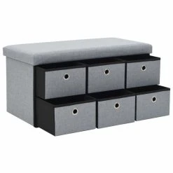 HELLOSHOP26 Banquette Pouf Tabouret Meuble Banc De Rangement Pliable Faux Lin 76 C... 9 HELLOSHOP26 Banquette Pouf Tabouret Meuble Banc De Rangement Pliable Faux Lin 76 C... -Magasin Joss & Main 8718475616849 g en hd 4