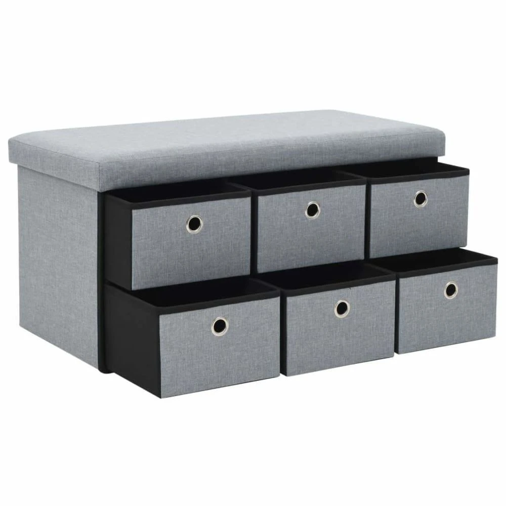 HELLOSHOP26 Banquette Pouf Tabouret Meuble Banc De Rangement Pliable Faux Lin 76 C... 5 HELLOSHOP26 Banquette Pouf Tabouret Meuble Banc De Rangement Pliable Faux Lin 76 C... – Image 5