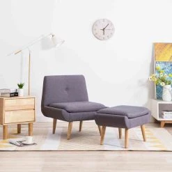 Marque Generique Chic Fauteuils Gamme Washington Fauteuil Sans Accoudoirs Avec Pouf Rev...