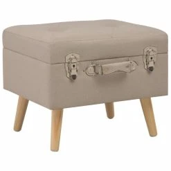 HELLOSHOP26 Banquette Pouf Tabouret Meuble Tabouret De Rangement 40 Cm Beige Tissu...
