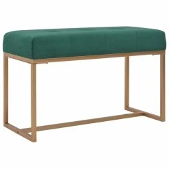 HELLOSHOP26 Banquette Pouf Tabouret Meuble Banc 80 Cm Vert Velours 3002111