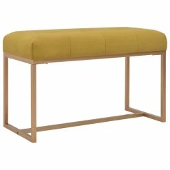 HELLOSHOP26 Banquette Pouf Tabouret Meuble Banc 80 Cm Moutarde Velours 3002090