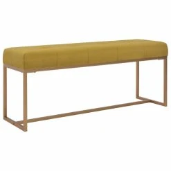 HELLOSHOP26 Banquette Pouf Tabouret Meuble Banc 120 Cm Moutarde Velours 3002081