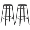 VidaXL Tabourets De Bar 2 Pcs Noir Acier