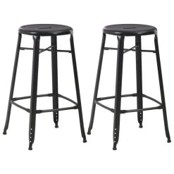 VidaXL Tabourets De Bar 2 Pcs Noir Acier
