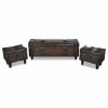HELLOSHOP26 Banquette Pouf Tabouret Meuble Banc De Rangement 3 Pcs Marron 3002176