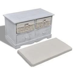 HELLOSHOP26 Banquette Pouf Tabouret Meuble Banc De Rangement Blanc En Bois Avec 2 ... -Magasin Joss & Main 8718475862345 g en hd 4