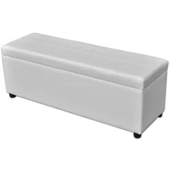 HELLOSHOP26 Banquette Pouf Tabouret Meuble Banc De Rangement En Bois Blanc 3002189