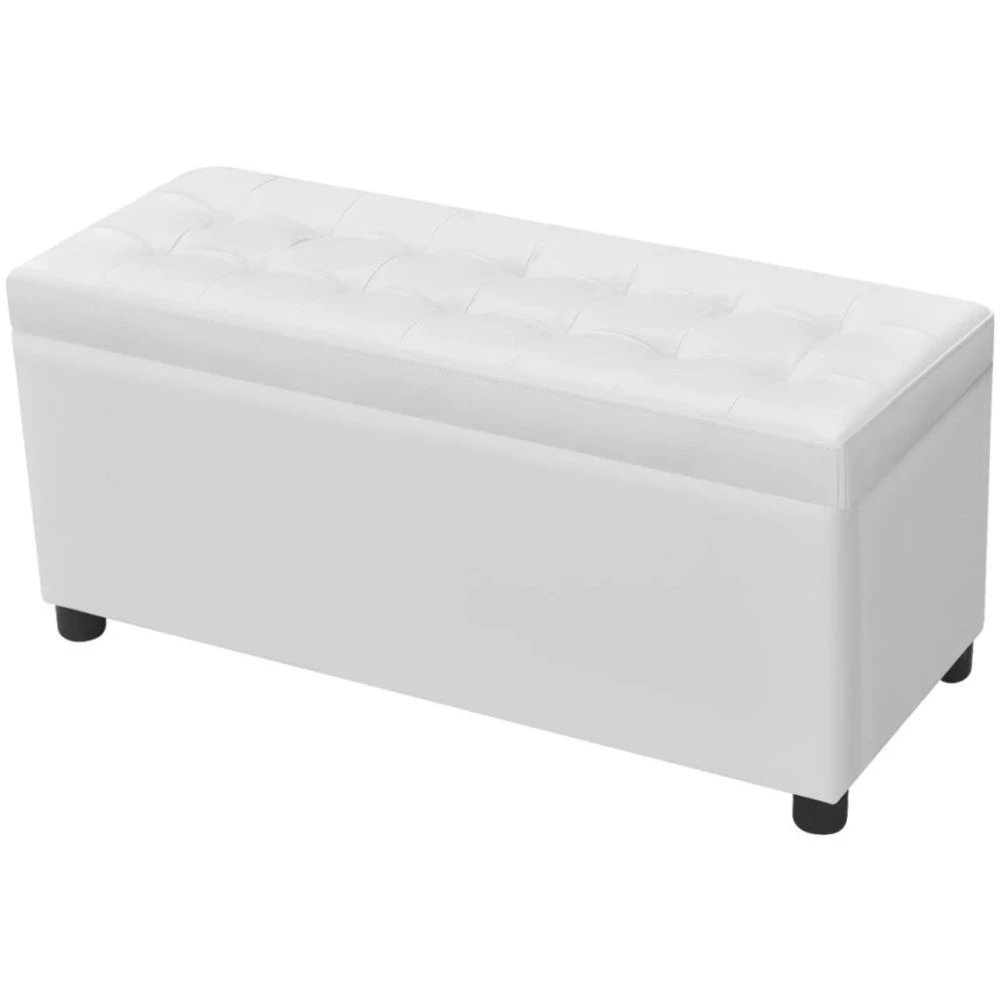 HELLOSHOP26 Banquette Pouf Tabouret Meuble Pouf De Rangement Cuir Synthétique Bla... 3 HELLOSHOP26 Banquette Pouf Tabouret Meuble Pouf De Rangement Cuir Synthétique Bla... – Image 3