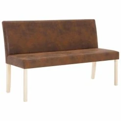 HELLOSHOP26 Banquette Pouf Tabouret Meuble Banc 139 Cm Marron Similicuir Daim 3002...