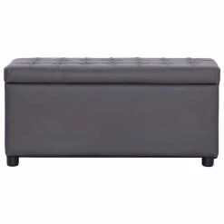 HELLOSHOP26 Banquette Pouf Tabouret Meuble Pouf De Rangement 87 Cm Gris Similicuir... -Magasin Joss & Main 8719883569772 g en hd 2