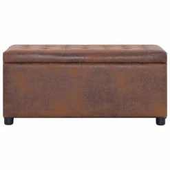 HELLOSHOP26 Banquette Pouf Tabouret Meuble Pouf De Rangement 87 5 Cm Marron Simili... -Magasin Joss & Main 8719883569796 g en hd 2