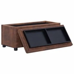 HELLOSHOP26 Banquette Pouf Tabouret Meuble Pouf De Rangement 87 5 Cm Marron Simili... -Magasin Joss & Main 8719883569796 g en hd 4