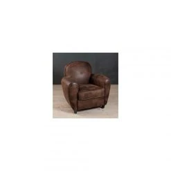 MACABANE Fauteuil Club Vintage En Microfibre - Marron